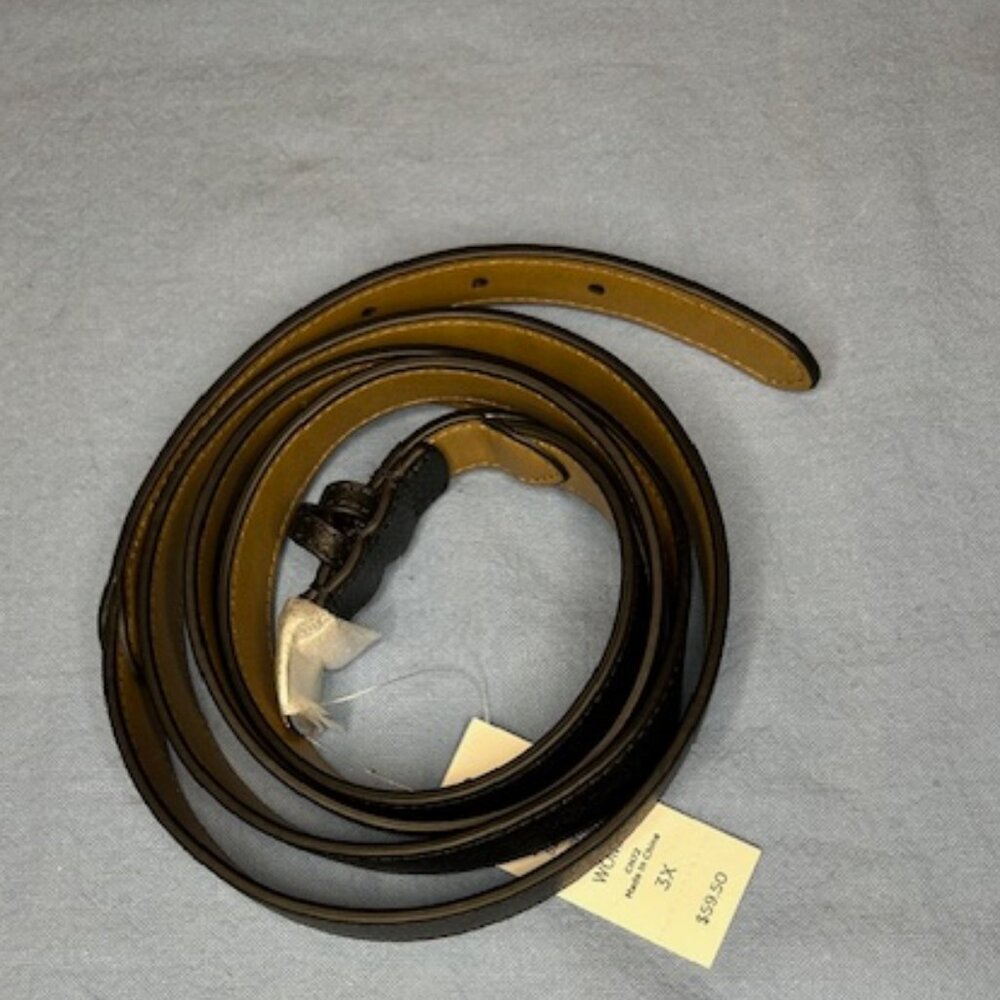 Talbots Plus Black Leather Skinny Belt Size 3X - Picture 2 of 5